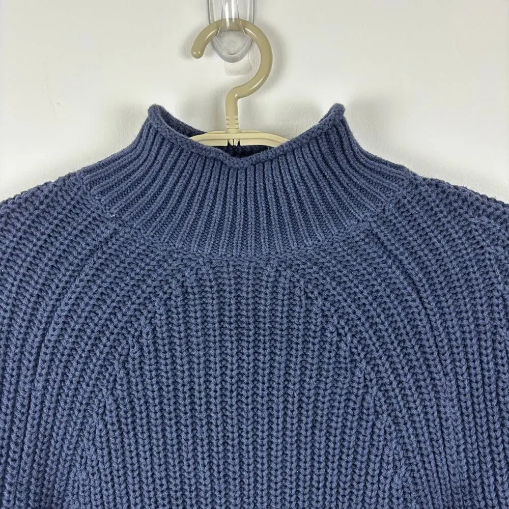 J. Crew Relaxed Rollneck Sweater Navy Blue Small Cotton BE159 2023